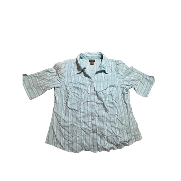 Lane Bryant Button Up Shirt Women’s 18/20w Blue White Striped Short Sleeve - Picture 1 of 10